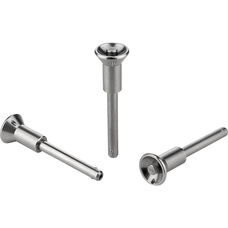 Ball Lock Pin With Mushroom Grip, D1=16, L=35, L1=13,1, L5=48,1, Stainless Steel 1.4542, High Shear